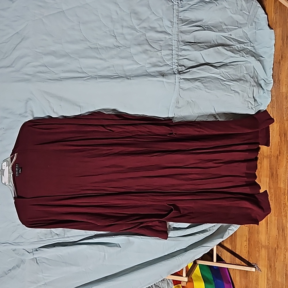 Burgundy knit duster cardigan